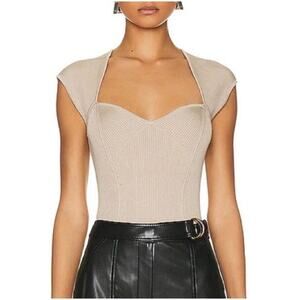 NWT House of Harlow Oatmeal Cream Sweetheart Crop Sweater Tank Top Size L